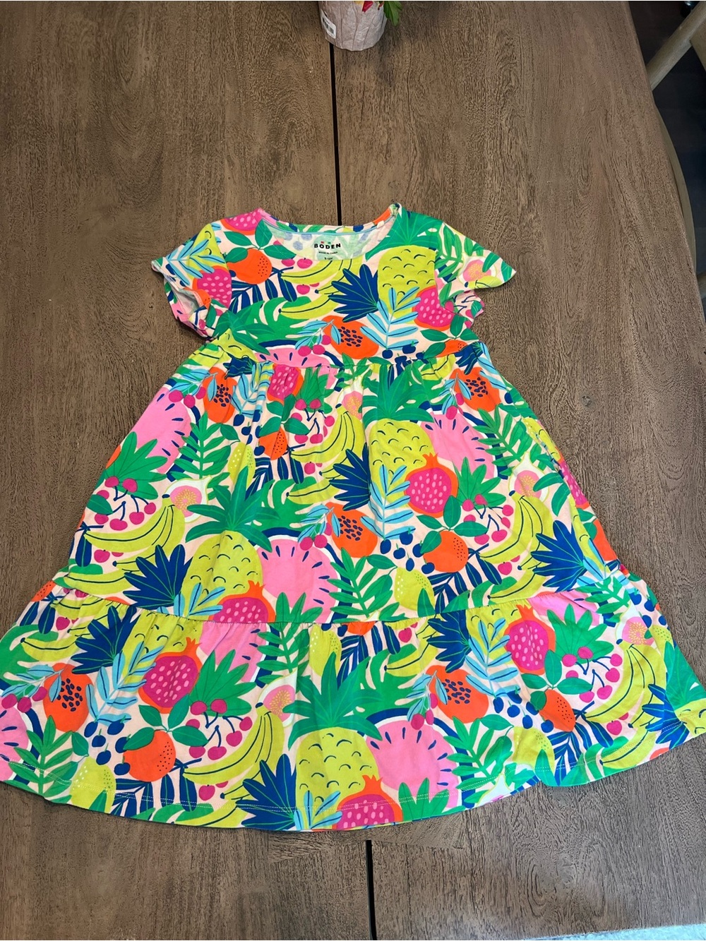 Mini Boden Girls Fit & Flare Dress Tropical Floral Multicolor 9-10Y